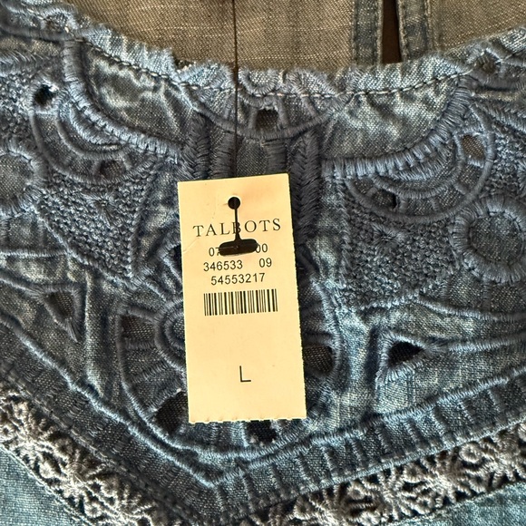 Talbots - NWT Denim Tencel Embroidered Long Sleeve Size Large - Picture 2 of 7